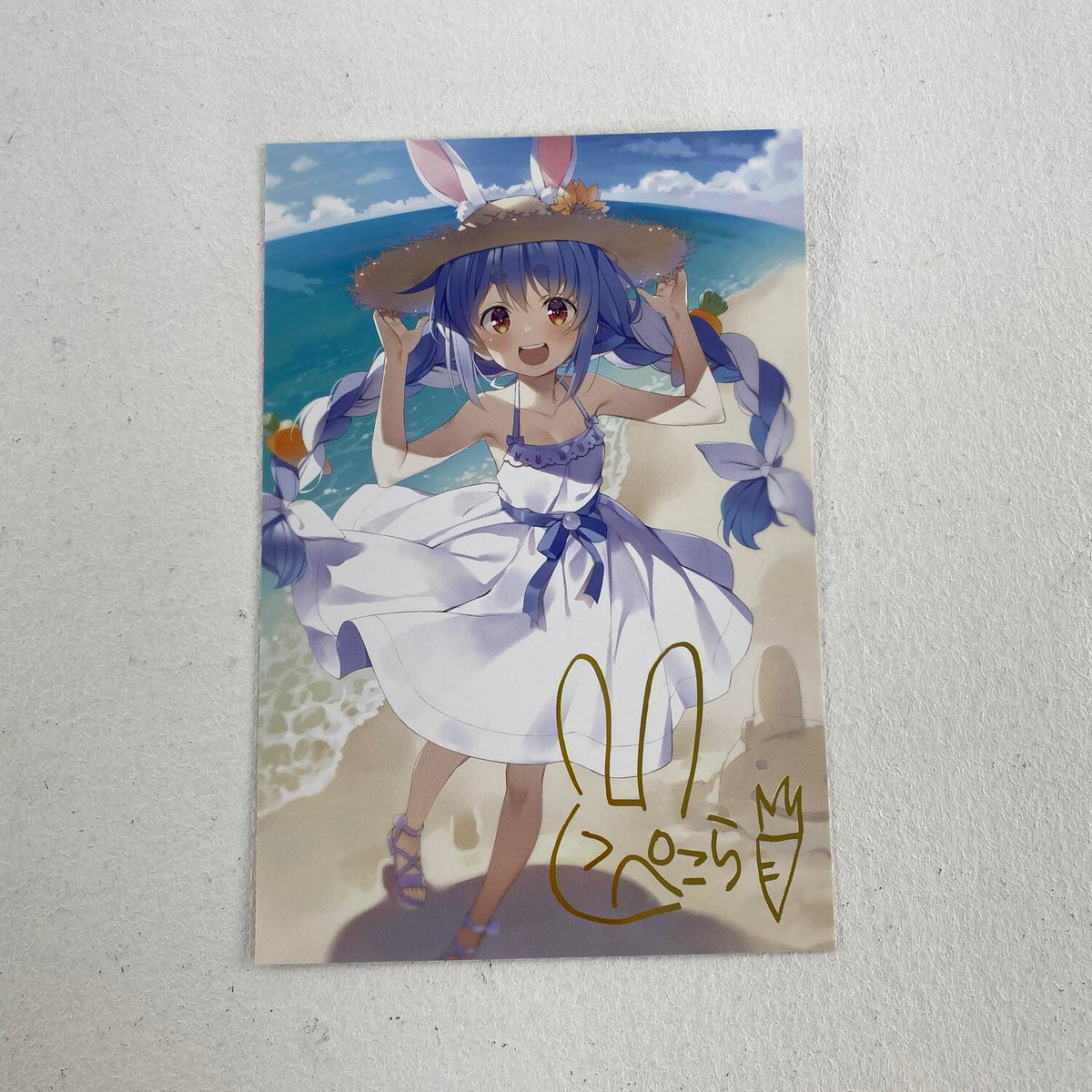 兎田ぺこら 活動二周年記念 複製箔押しサイン入り 憂姫はぐれ先生描き下ろしポストカード**