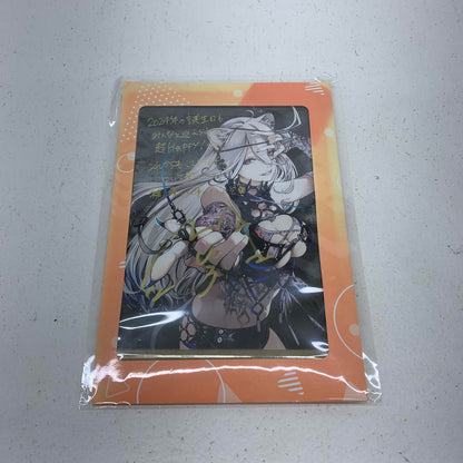 未開封 獅白ぼたん 誕生日記念2024 直筆サイン&箔押し複製メッセージ入りポストカード ホロライブ**