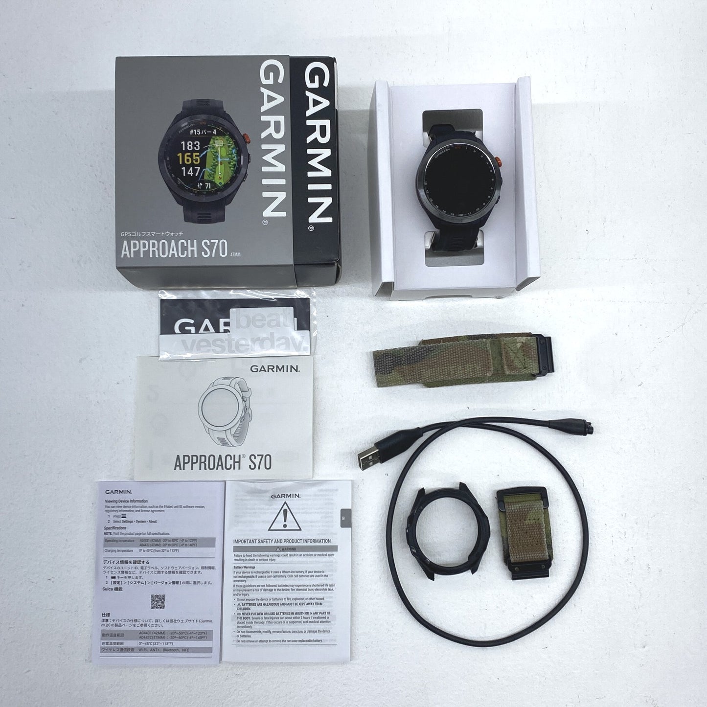 【★加古川物流】中古 GARMIN ガーミン Approach S70 47mm GPS ゴルフ スマートウォッチ[3481･967]..【430】【430】【430】【加古川物流】
