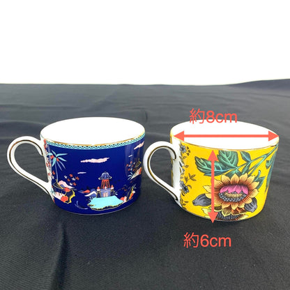 WEDGWOOD ワンダーラスト ブルー イエロー カップ&ソーサー ２客 ブランド 洋食器 食器.,