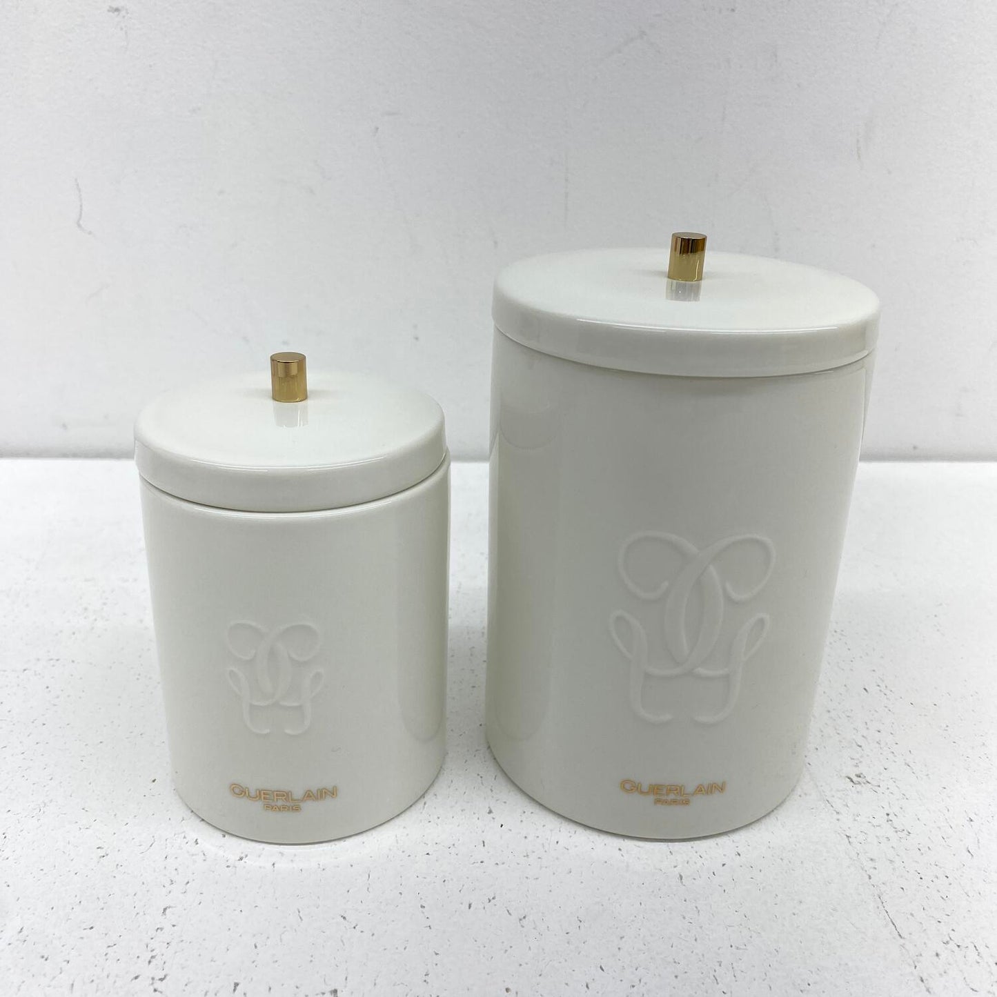GUERLAIN ゲラン キャニスター フタ付き 保存容器 陶器 小物入れ 2個 セット インテリア**