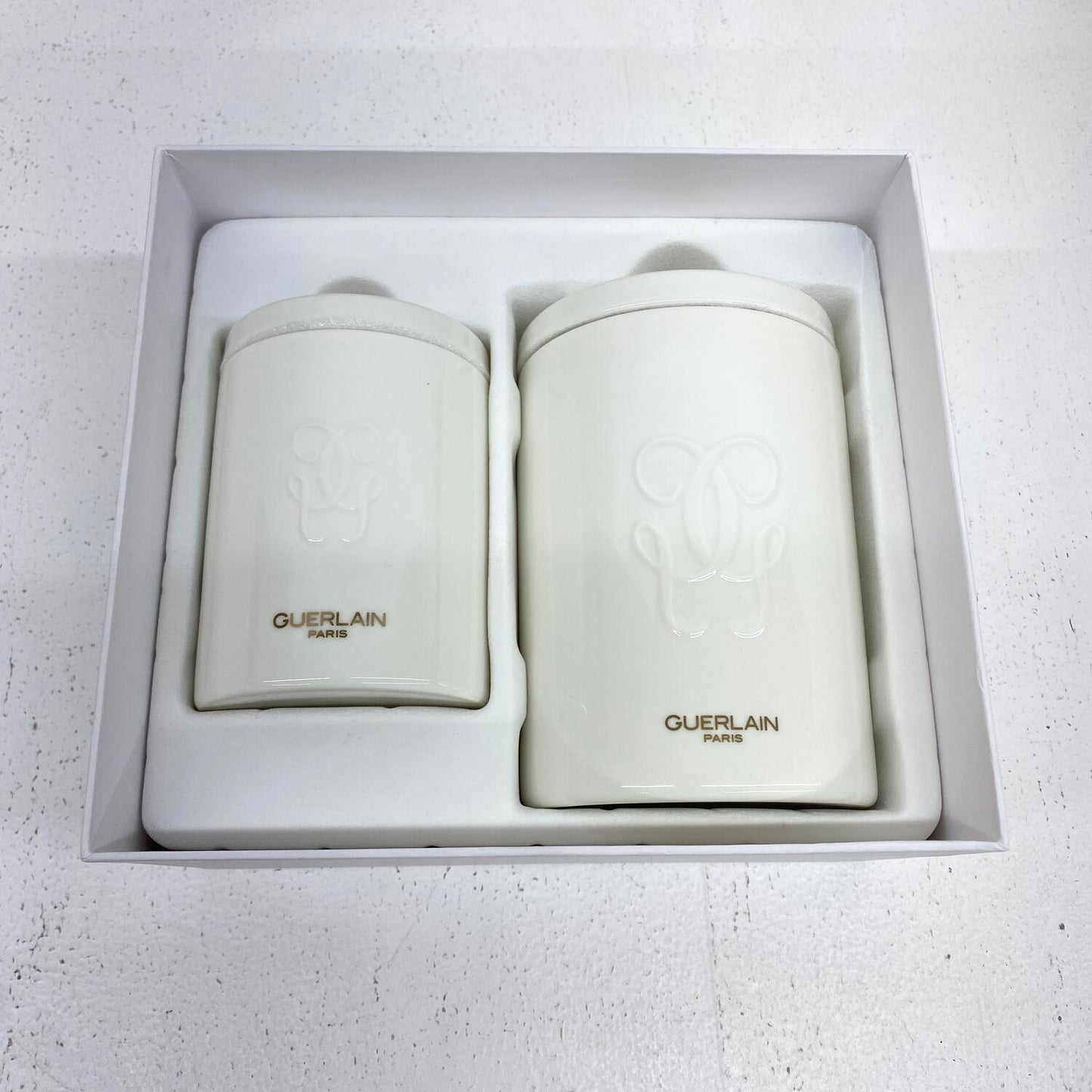 GUERLAIN ゲラン キャニスター フタ付き 保存容器 陶器 小物入れ 2個 セット インテリア**