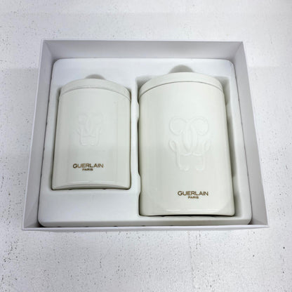 GUERLAIN ゲラン キャニスター フタ付き 保存容器 陶器 小物入れ 2個 セット インテリア**