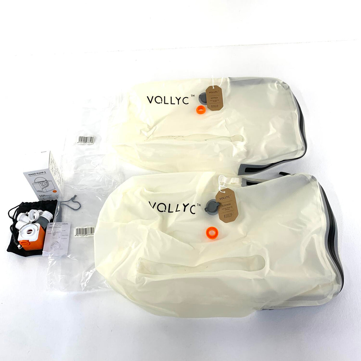 NANOPUMP 5 VOLLYC EZYPACK 衣類圧縮袋 2枚 セットポンプ 膨張 収縮 アウトドア 旅行 キャンプ.,