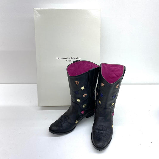 その他靴 【★加古川物流】中古 ツモリチサト tsumori chisato 38112 ロングブーツ ブラック 黒 23.5cm：【128】【128】【128】【128】【加古川物流】