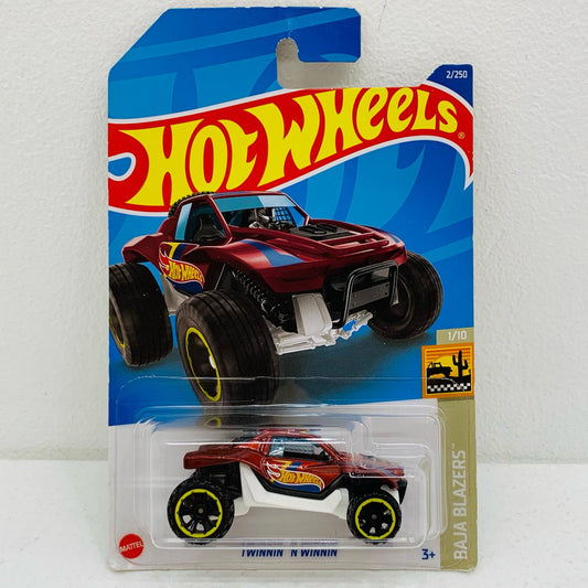 【中古】 1/64TWINNINNWINNIN(ワインレッド×ホワイト)「HotWheelsBAJABLAZERS」[HCW83-M7C5]