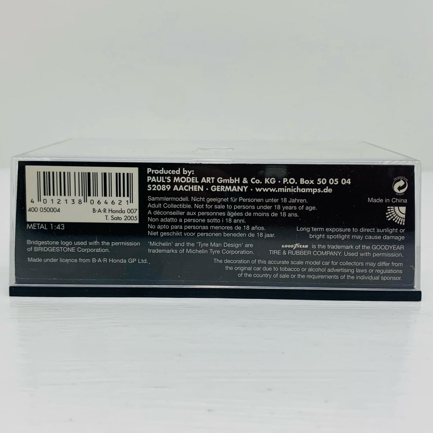 1/43B.A.Rホンダ0072005本選仕様佐藤琢磨LOOKRIGHT#4(ホワイト×レッド)[400050004]