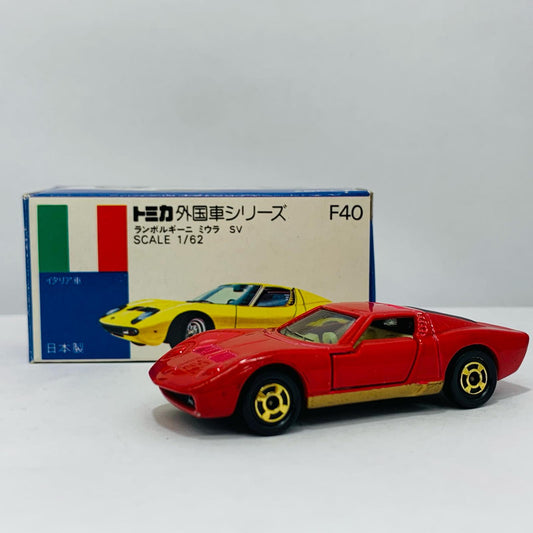 【中古】 1/62ランボルギーニミウラSV(レッド×ブラウン/青箱/日本製)「トミカ外国車シリーズF40」
