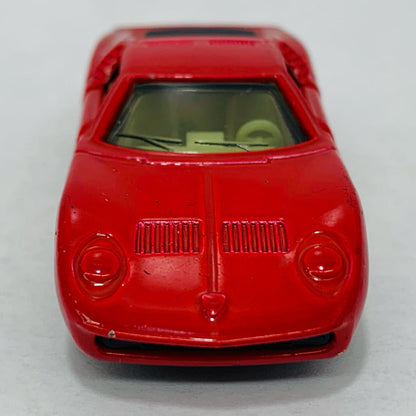 [Used] 1/62 Lamborghini Miura SV (Red x Brown / Blue Box / Made in Japan) "Tomica Foreign Car Series F40"