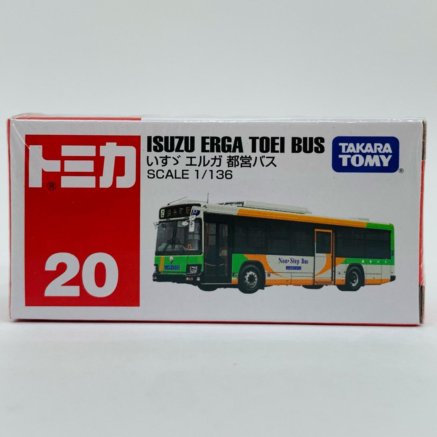 Used] Isuzu Erga Toei Bus (White x Green x Yellow) "Tomica No. 20"