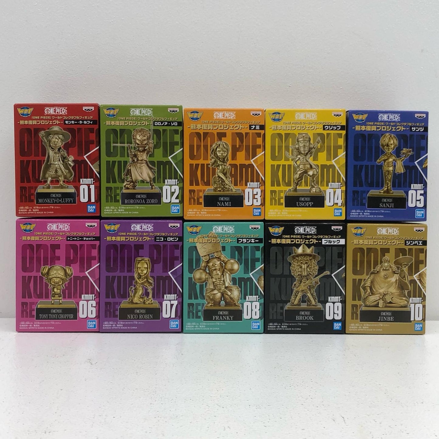 [Used] All 10 Types Set "One Piece" WCF -Kumamoto Revival Project- Bronze Statue Mini Figure Store Limited [Figure]