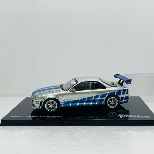 【中古】 [単品] 1/43 Nissan Skyline GT-R R34(シルバー×ブルー) 「ワイルド・スピード カーコレクション 2号」 付録