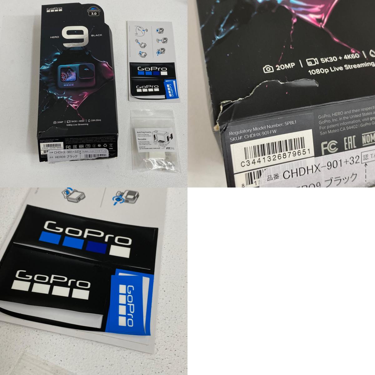CHDHX-901+32 GoPro HERO9 BLACK CHDHX-901+32 アクションカメラ 1/2.3型 2360万画素 WIFI対応 USB-C欠品/箱イタミ大【加古川店】