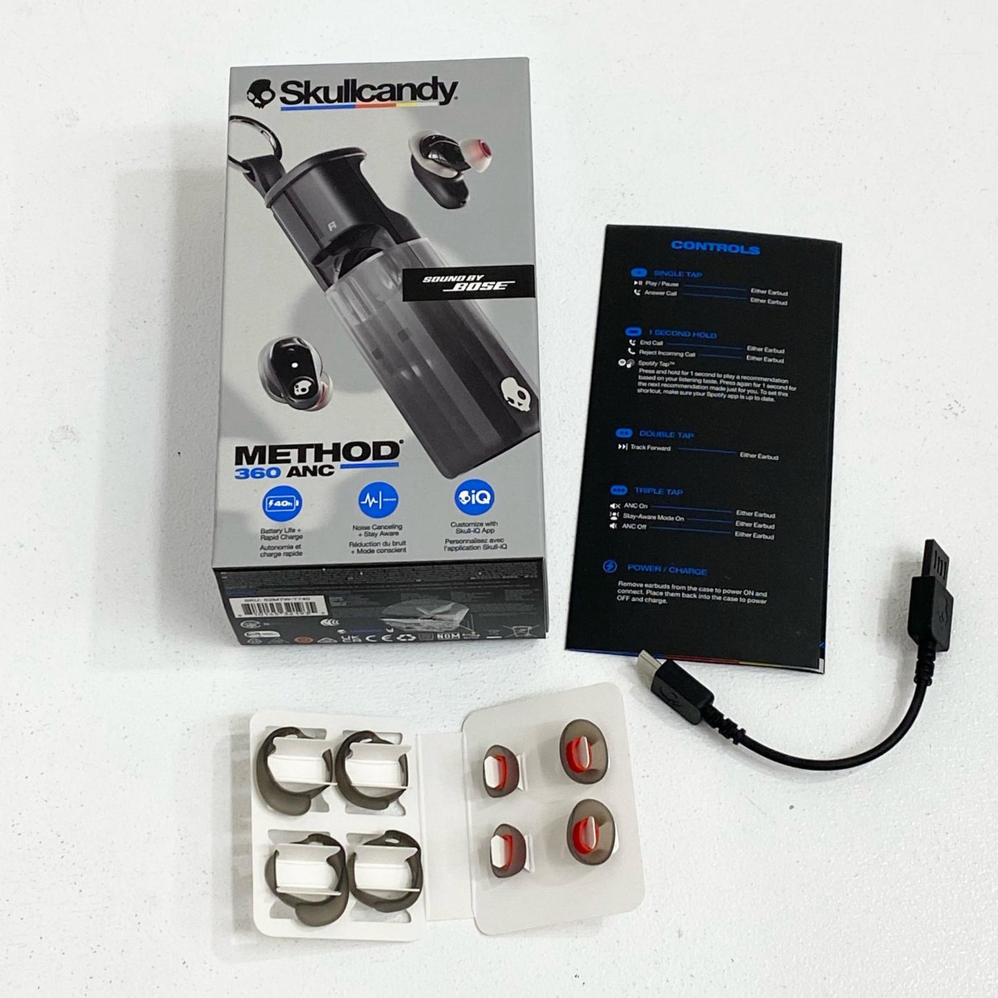 Skullcandy Method 360 ANC スカルキャンディ ワイヤレスイヤホン S2MTW BOSE Bluetooth 防水・防塵 ノイズキャンセリング 外音取り込み イヤーピース・USB・Type-C・説明書付属【加古川店】