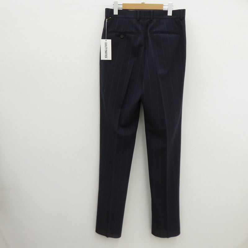 WACKOMARIA | ワコマリア STRIPED PLEATED TROUSERS ストライプ スラックス その他ボトムス 24SS-WMP-TR23 ネイビー サイズ：S【瀬戸大橋店】