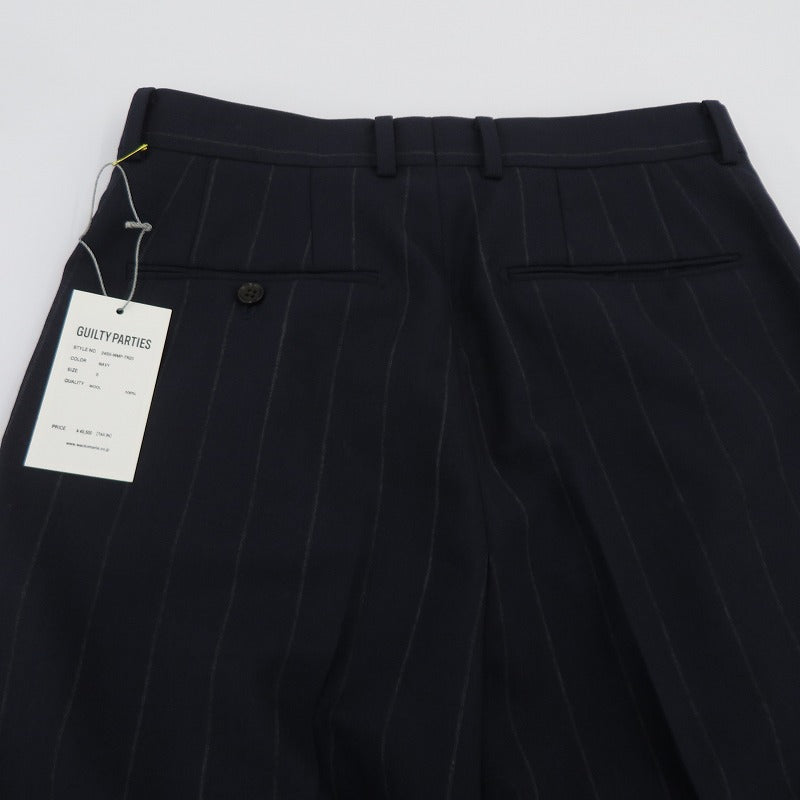 WACKOMARIA | ワコマリア STRIPED PLEATED TROUSERS ストライプ スラックス その他ボトムス 24SS-WMP-TR23 ネイビー サイズ：S【瀬戸大橋店】