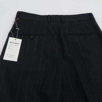 WACKOMARIA | ワコマリア STRIPED PLEATED TROUSERS ストライプ スラックス その他ボトムス 24SS-WMP-TR23 ネイビー サイズ：S【瀬戸大橋店】