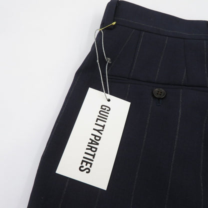 WACKOMARIA | ワコマリア STRIPED PLEATED TROUSERS ストライプ スラックス その他ボトムス 24SS-WMP-TR23 ネイビー サイズ：S【瀬戸大橋店】