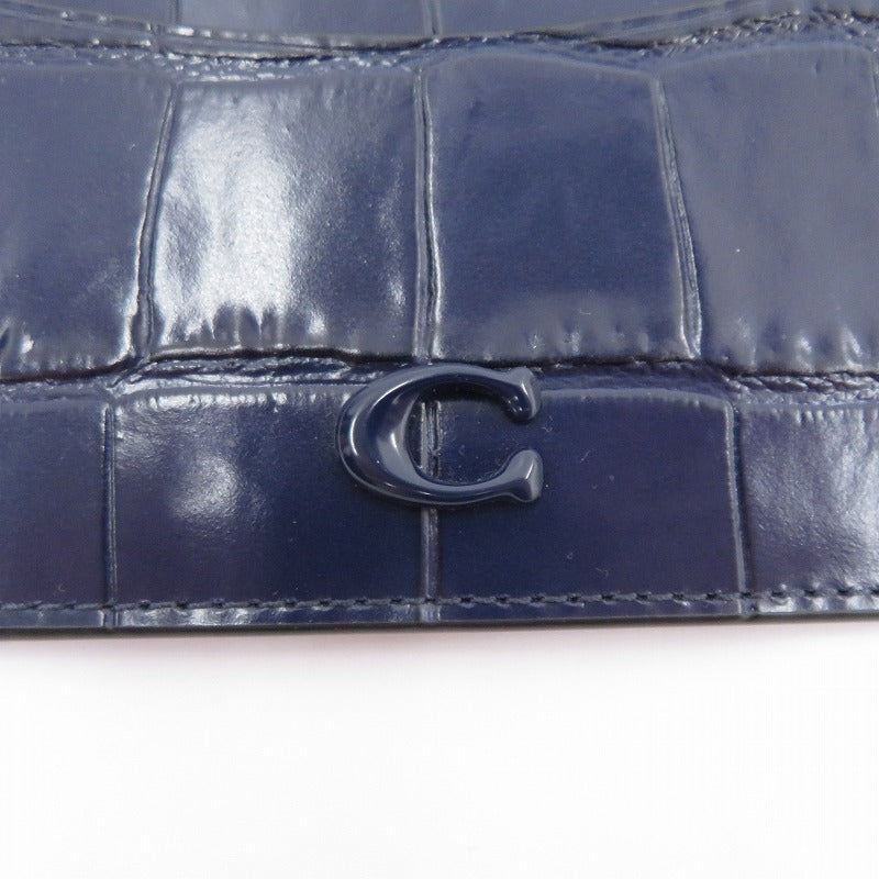 COACH | コーチ エンボスドクロコレザー ジップ カード ケース カードケース CW433 ネイビー【瀬戸大橋店】