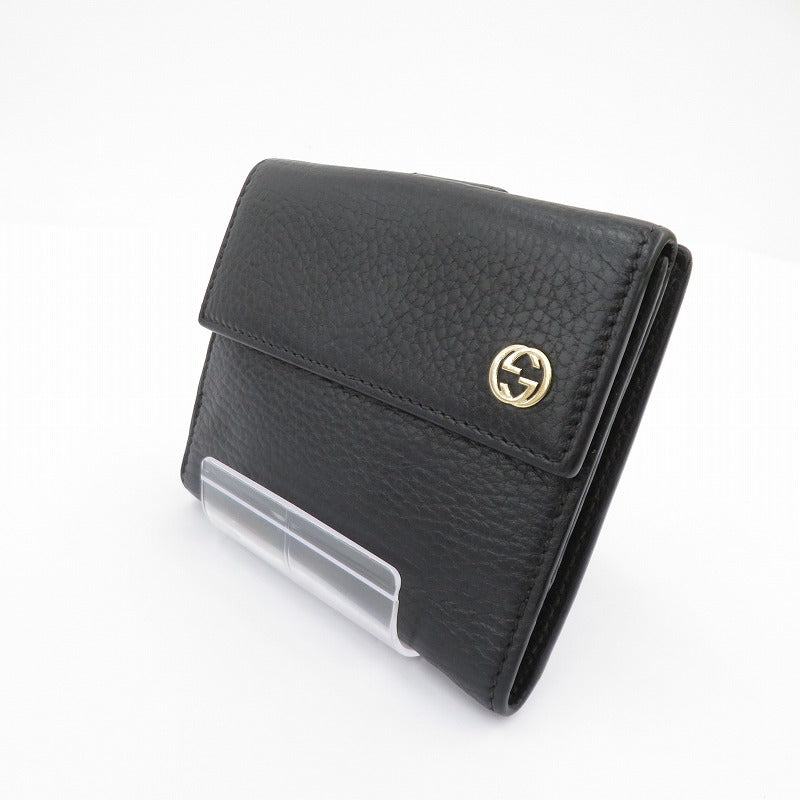 GUCCI | グッチ インターロッキング G 二つ折り財布 449405・2091 ブラック【瀬戸大橋店】