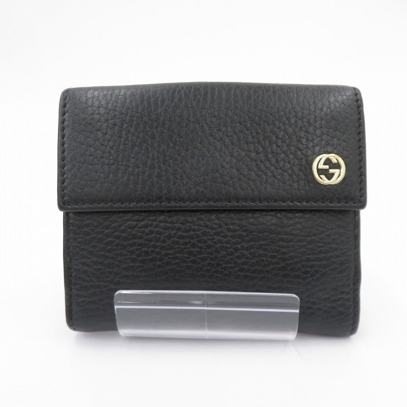 GUCCI | グッチ インターロッキング G 二つ折り財布 449405・2091 ブラック【瀬戸大橋店】