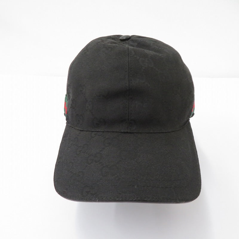 GUCCI | グッチ GGキャンバス ベースボールキャップ キャップ 200035 ブラック サイズ：S【瀬戸大橋店】