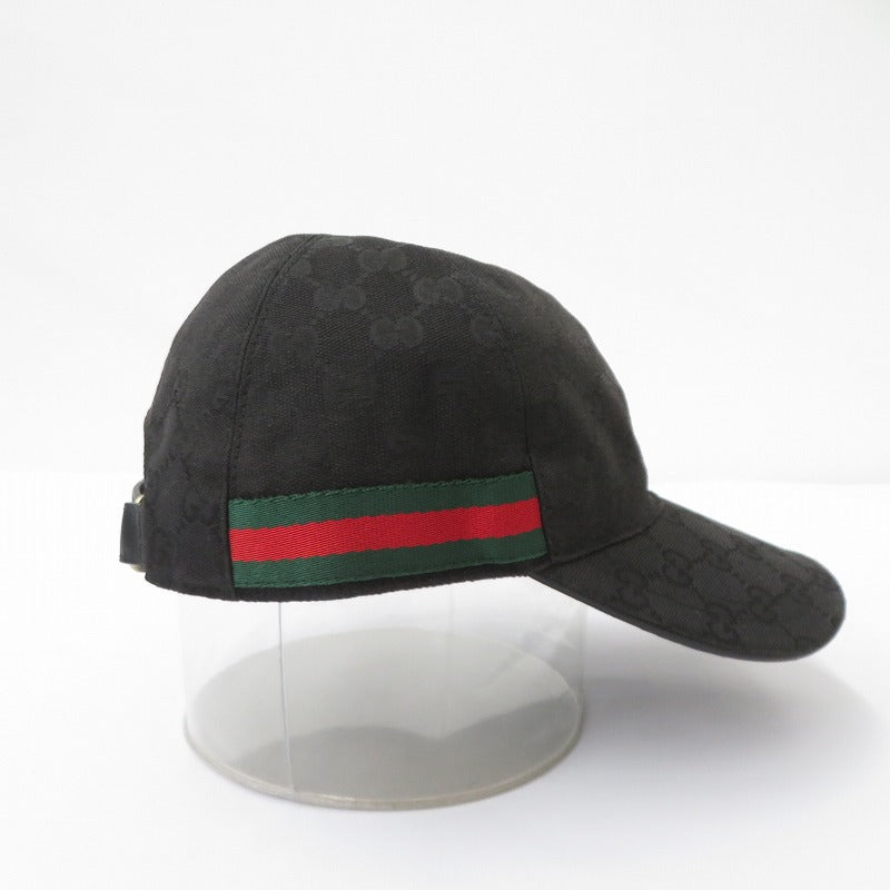 GUCCI | グッチ GGキャンバス ベースボールキャップ キャップ 200035 ブラック サイズ：S【瀬戸大橋店】