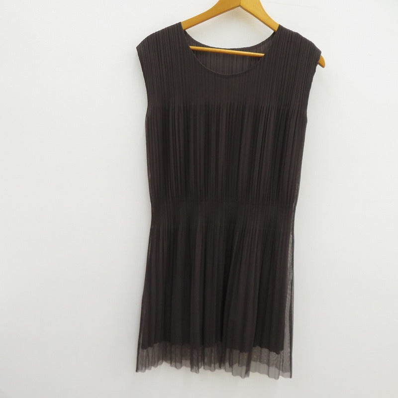 ISSEY MIYAKE | イッセイミヤケ レイヤード ノースリーブ ワンピース PP31-JT713 グレー サイズ：3【瀬戸大橋店】