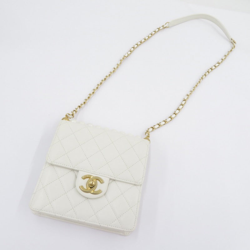 CHANEL | シャネル マトラッセ ゴートスキン パールチェーンショルダー ショルダーバッグ AS0584 ホワイト【瀬戸大橋店】