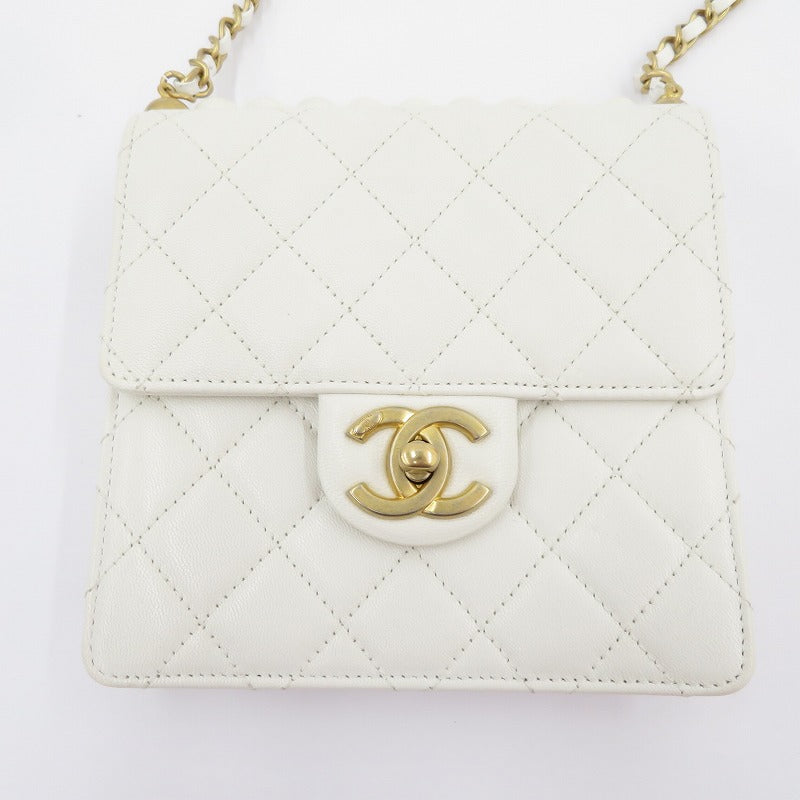 CHANEL | シャネル マトラッセ ゴートスキン パールチェーンショルダー ショルダーバッグ AS0584 ホワイト【瀬戸大橋店】