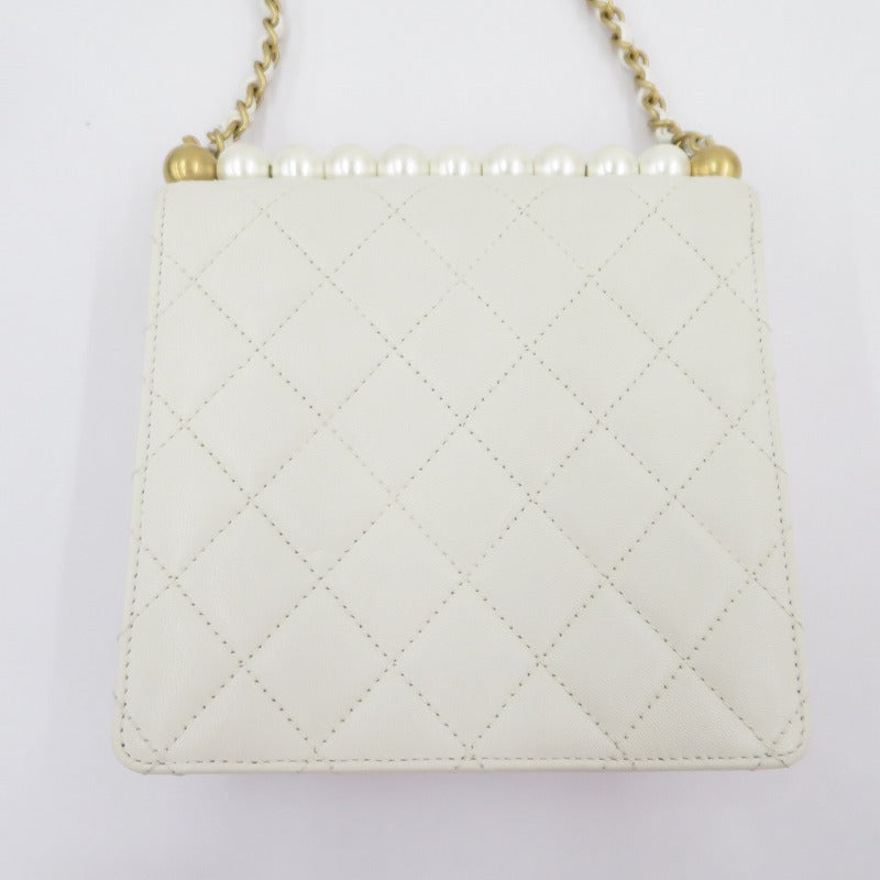 CHANEL | シャネル マトラッセ ゴートスキン パールチェーンショルダー ショルダーバッグ AS0584 ホワイト【瀬戸大橋店】