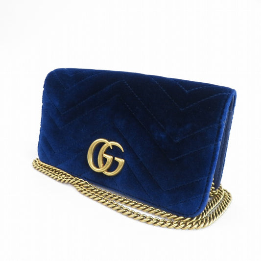 GUCCI | グッチ GGマーモント ベルベット チェーンショルダー ショルダーバッグ 488426・534563 ネイビー【瀬戸大橋店】