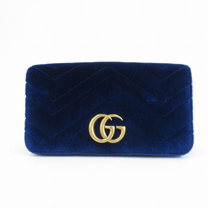 GUCCI | グッチ GGマーモント ベルベット チェーンショルダー ショルダーバッグ 488426・534563 ネイビー【瀬戸大橋店】