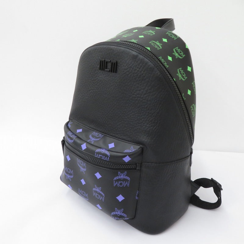 MCM | エム・シー・エム COLOR SPLASH LOGO BACKPACK リュック・デイパック MMKCSSX02U6001 ブラック【瀬戸大橋店】