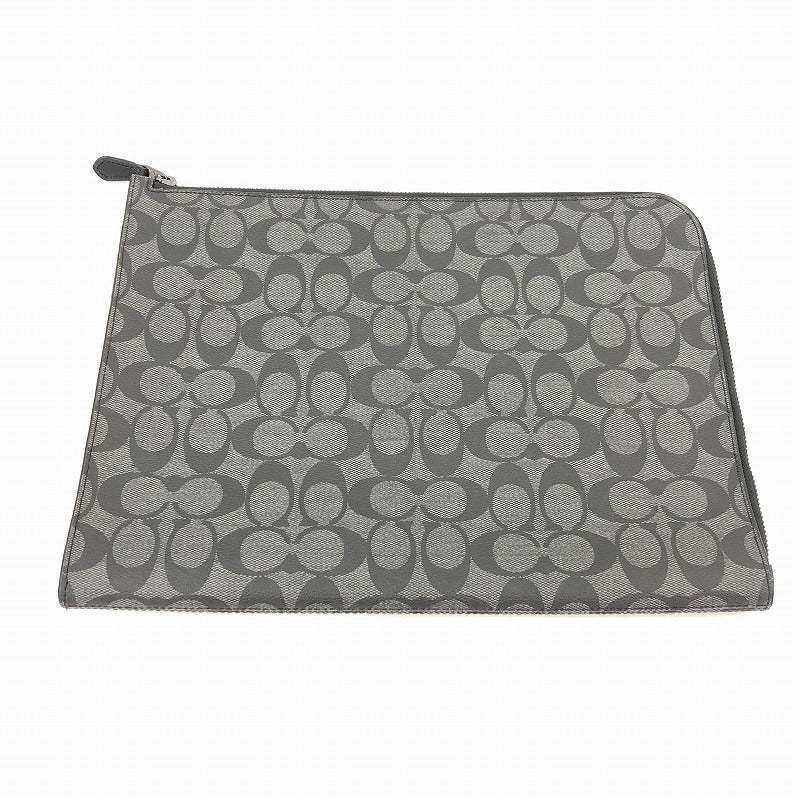 COACH | コーチ L-ZIP PORTFOLIO　シグネチャー クラッチバッグ H2144-C3144 ブラック【瀬戸大橋店】