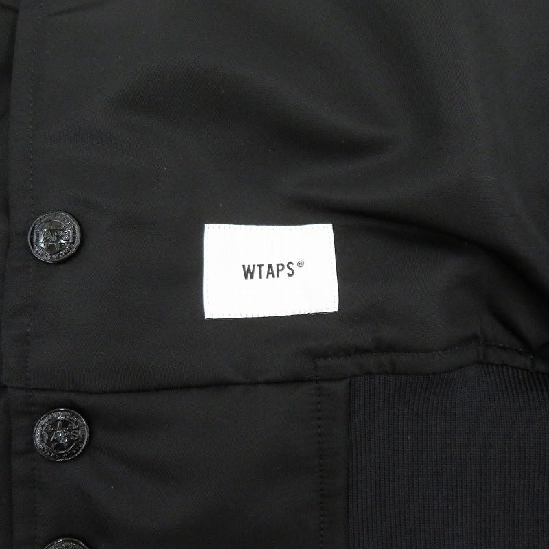 W)TAPS | ダブルタップス TEAM / JACKET / NYLON. TWILL スタジャン 261TQDT-JKM01 ブラック サイズ：1【瀬戸大橋店】