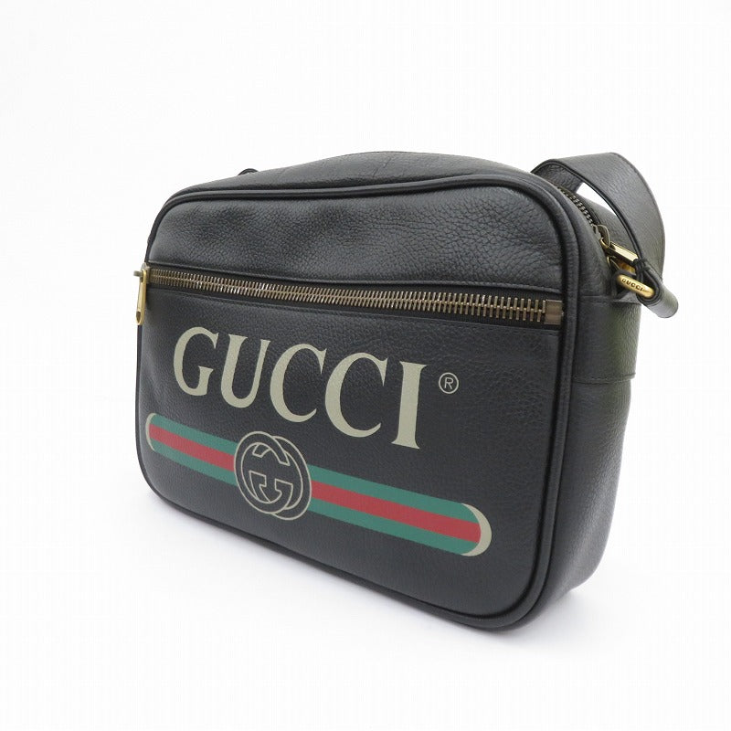 GUCCI | GUCCI Logo Print Messenger Shoulder Bag Black