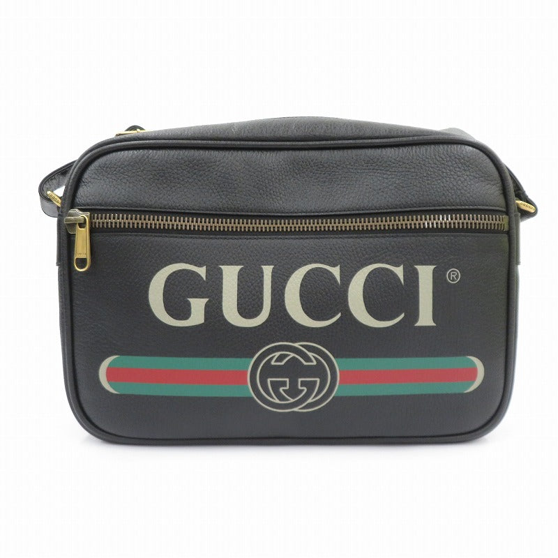 GUCCI | GUCCI Logo Print Messenger Shoulder Bag Black
