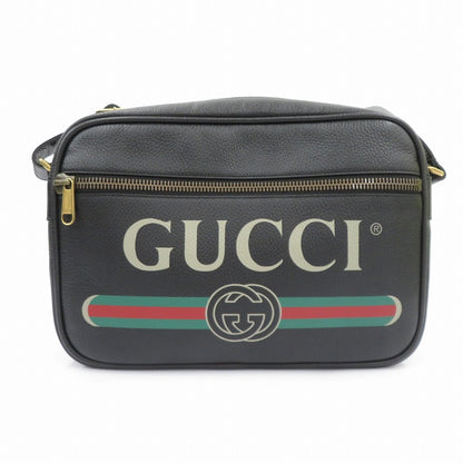GUCCI | GUCCI Logo Print Messenger Shoulder Bag Black