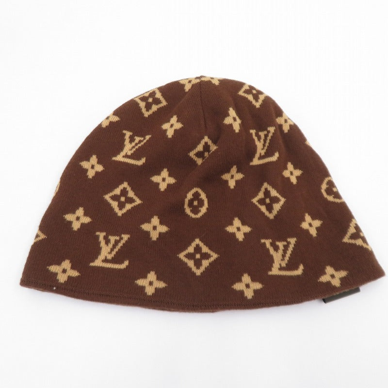 LOUIS VUITTON | Louis Vuitton Beanie LV Fit Monogram Knitted Cap M5248A Brown
