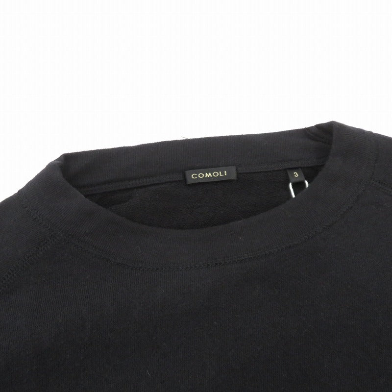 COMOLI | コモリ LWコットン裏毛クルーネック スウェット D01-05017 ブラック サイズ：3【瀬戸大橋店】