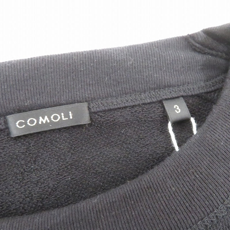 COMOLI | コモリ LWコットン裏毛クルーネック スウェット D01-05017 ブラック サイズ：3【瀬戸大橋店】
