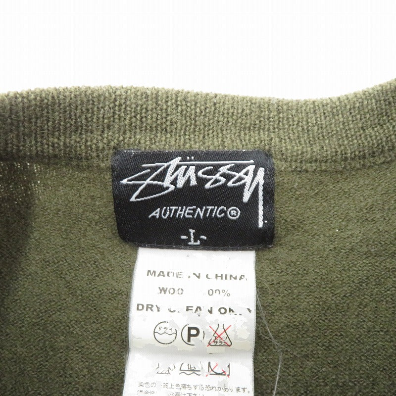 STUSSY | ステューシー 00'S ウール セーター カーキ サイズ：L【瀬戸大橋店】