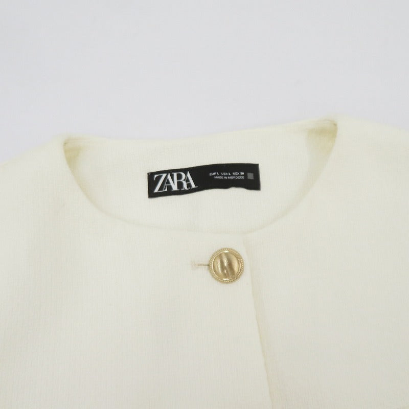 ZARA | ザラ ラウンドネック ピケ ブレザー ジャケット その他アウター ホワイト サイズ：L【瀬戸大橋店】