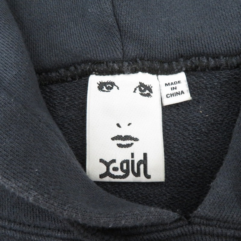 X-girl | エックスガール ELBOW SLIT SWEAT HOODIE パーカー 105233012006 ブラック サイズ：S【瀬戸大橋店】