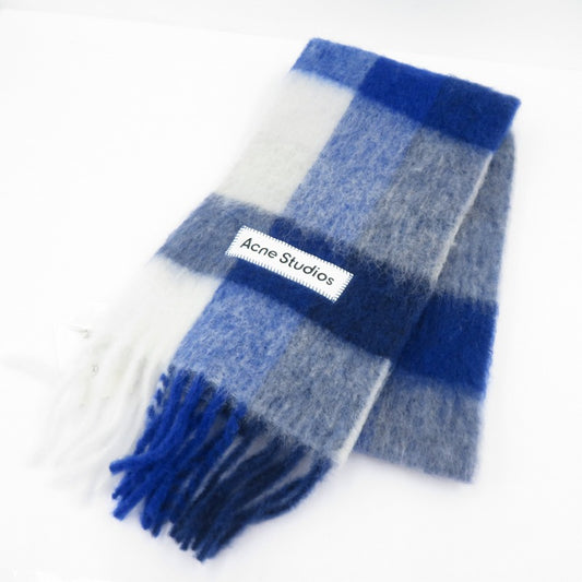ACNE STUDIOS | アクネストゥディオズ モヘアチェックスカーフ 25fw マフラー FN-UX-SCAR000115 ブルー【瀬戸大橋店】