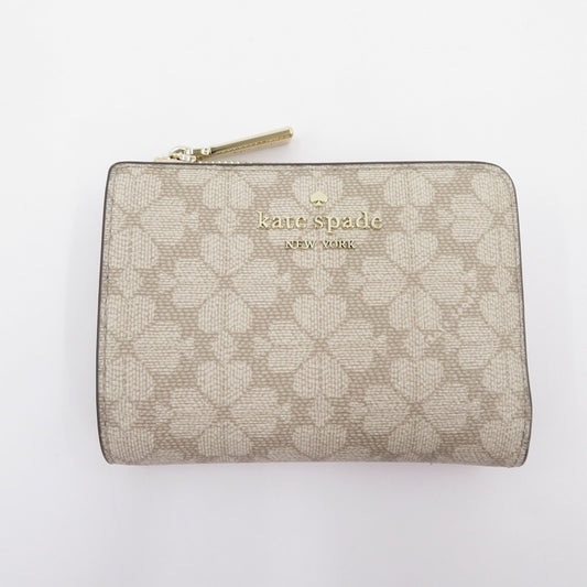 kate spade NEW YORK | ケイトスペードニューヨーク スペード フラワー スモール L-ジップ ウォレット 二つ折り財布 KK894 グレージュ【瀬戸大橋店】