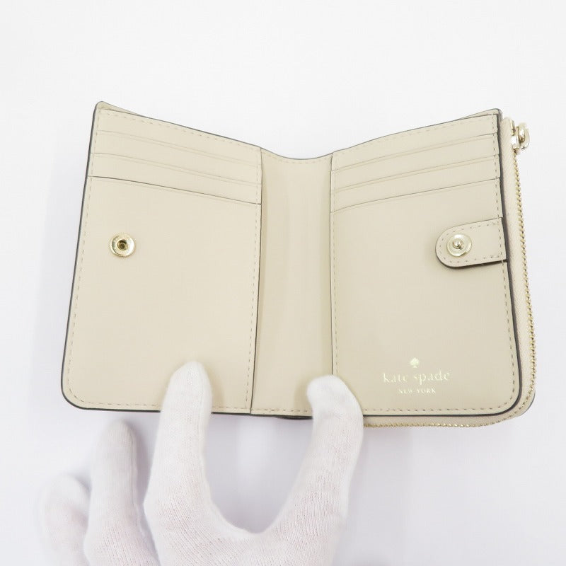 kate spade NEW YORK | ケイトスペードニューヨーク スペード フラワー スモール L-ジップ ウォレット 二つ折り財布 KK894 グレージュ【瀬戸大橋店】