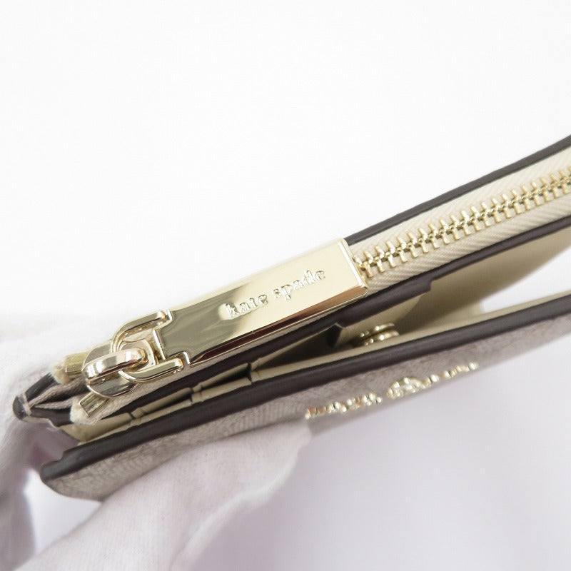 kate spade NEW YORK | ケイトスペードニューヨーク スペード フラワー スモール L-ジップ ウォレット 二つ折り財布 KK894 グレージュ【瀬戸大橋店】