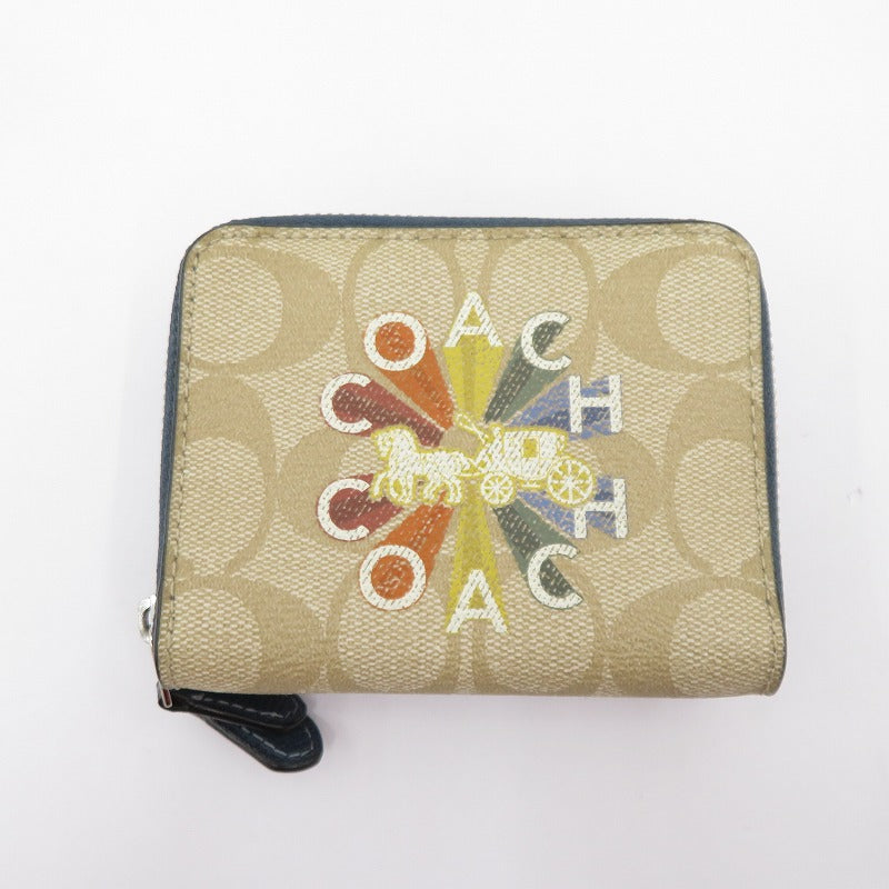 COACH | コーチ シグネチャー ラウンドファスナー財布 コインケース E1932 F76754 マルチカラー【瀬戸大橋店】